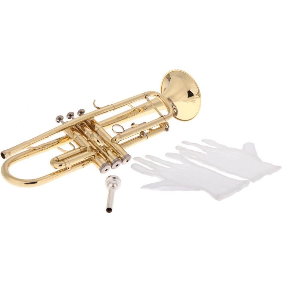 Trompeta Bb Latón NJE1593589103207TI con Boquilla y Guantes