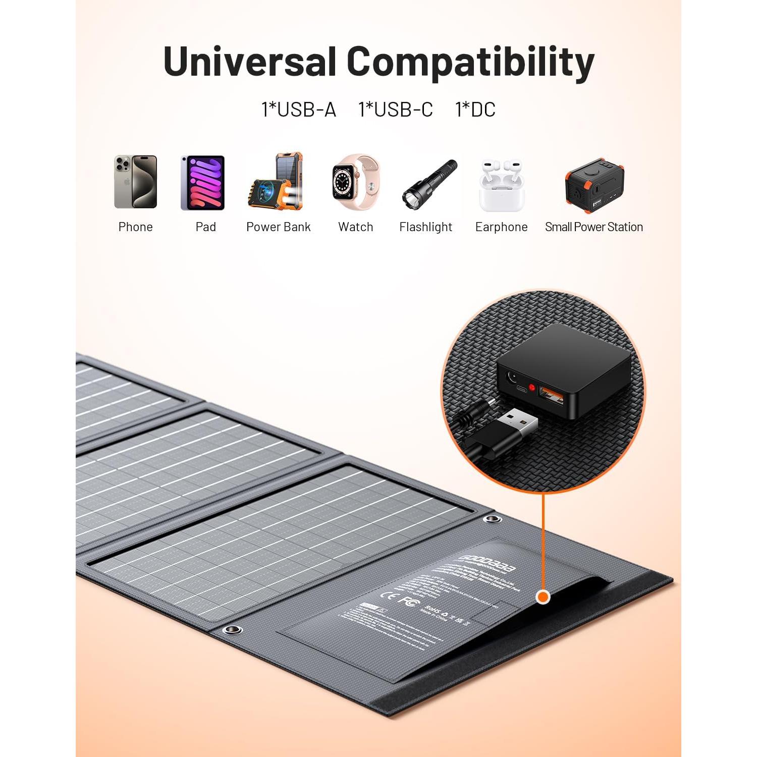 Panel Solar GOODaaa 30W + Banco de Poder 45800mAh Inalámbrico