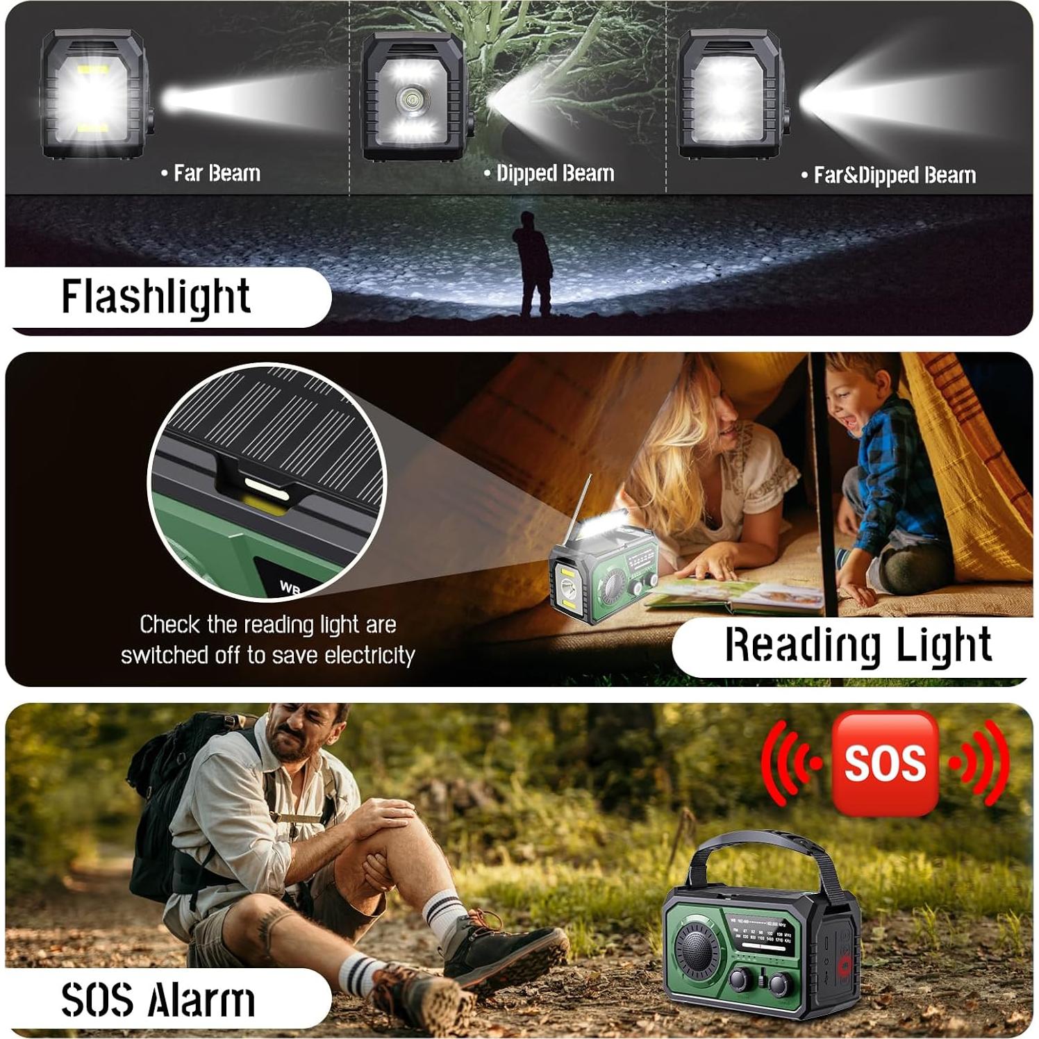 Radio de Emergencia Solar BAYTWA H21 16000mAh con Linterna