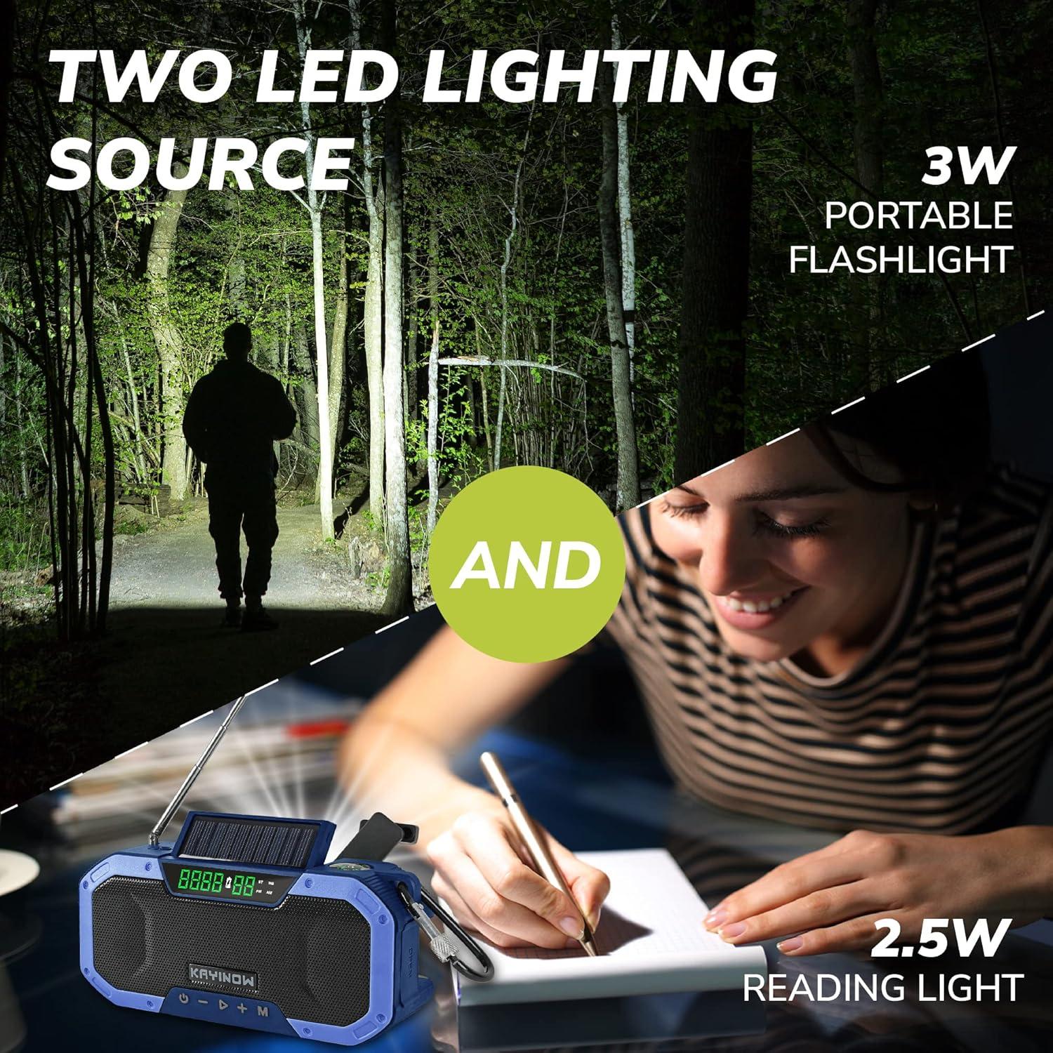 Radio de Manivela Solar Bluetooth NOAA 5000mAh Resistente Agua