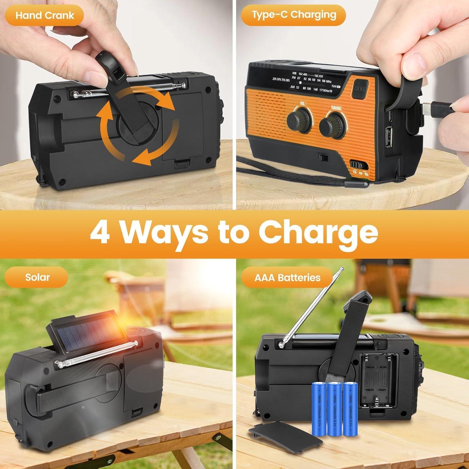 Radio de Emergencia WVL WD-096 Solar y Manivela 4000mAh