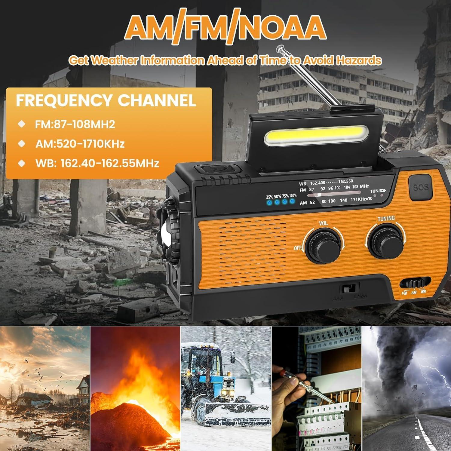 Radio de Emergencia WVL WD-096 Solar y Manivela 4000mAh