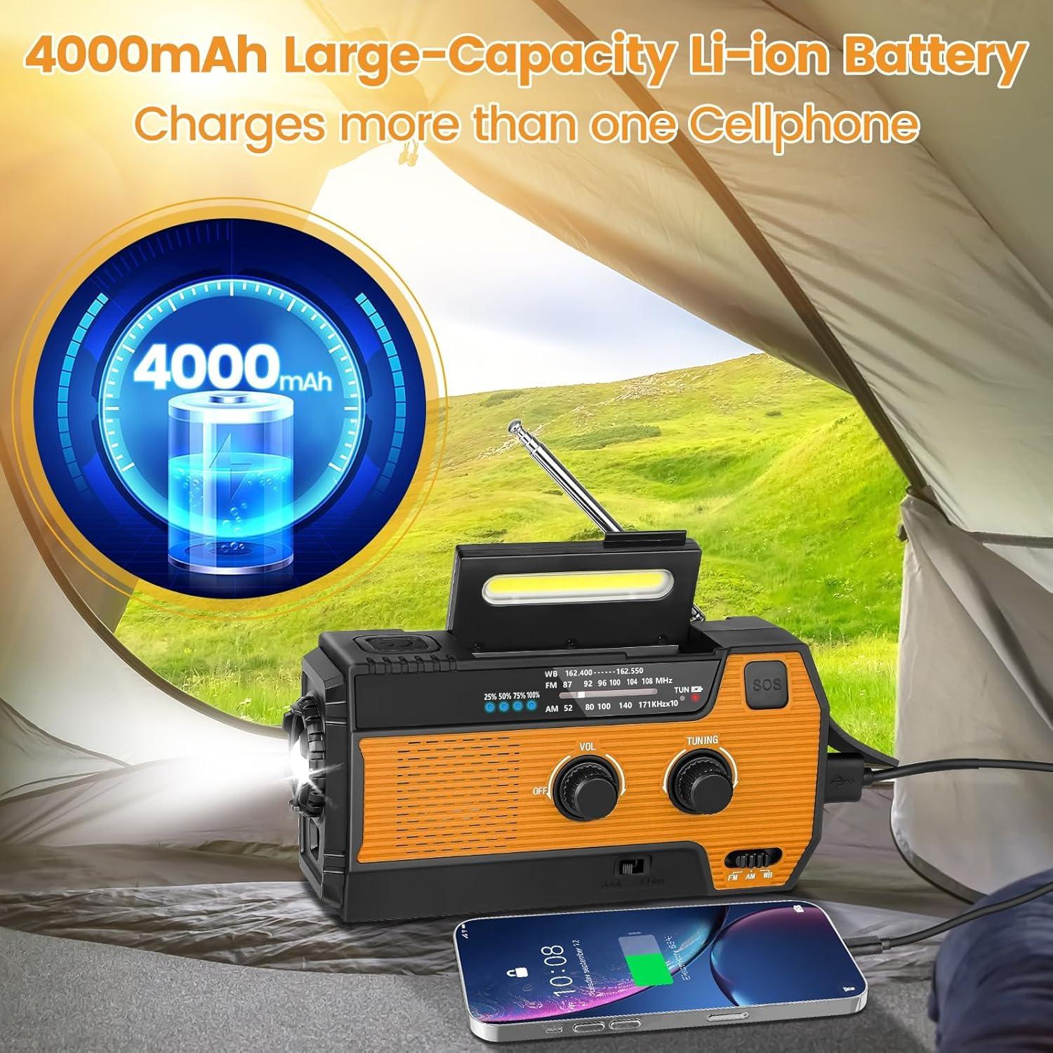Radio de Emergencia WVL WD-096 Solar y Manivela 4000mAh