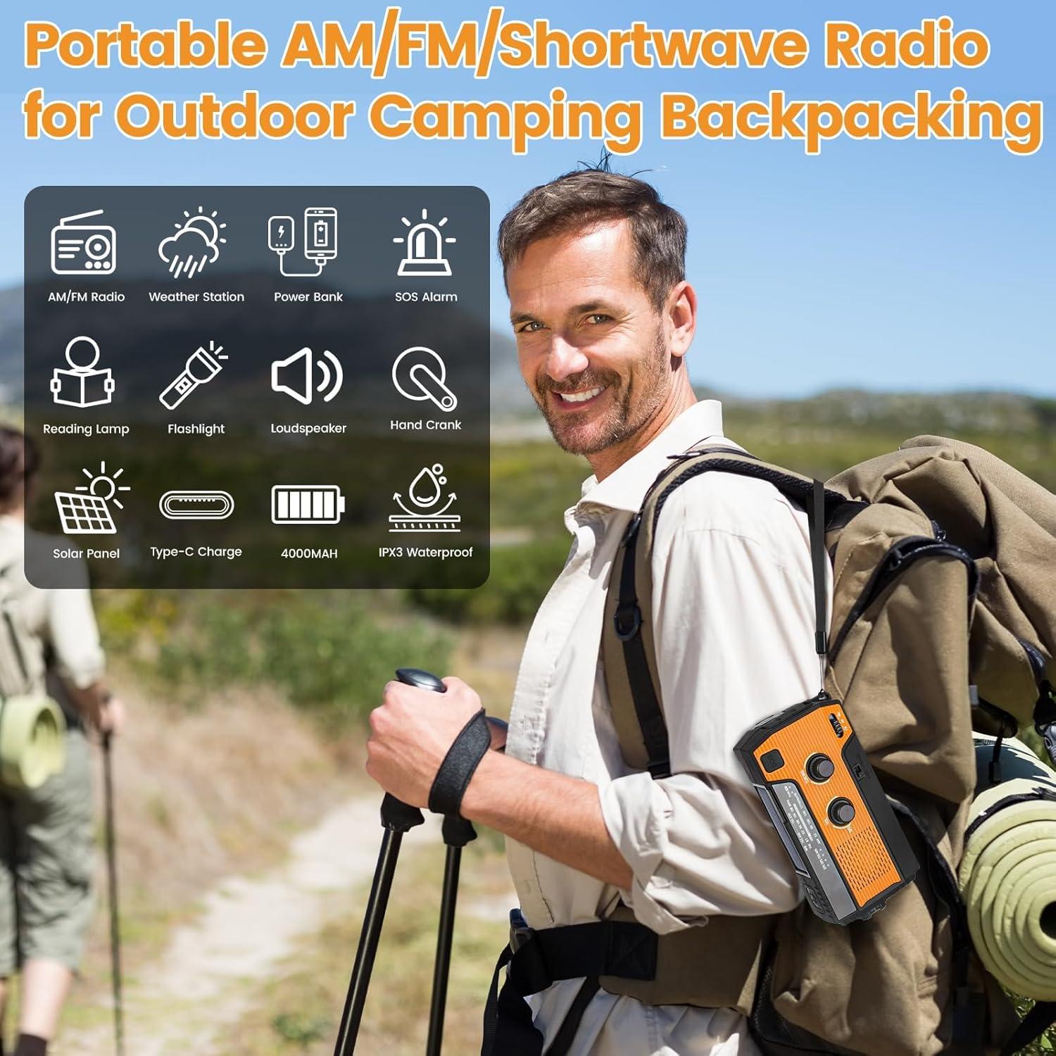 Radio de Emergencia WVL WD-096 Solar y Manivela 4000mAh