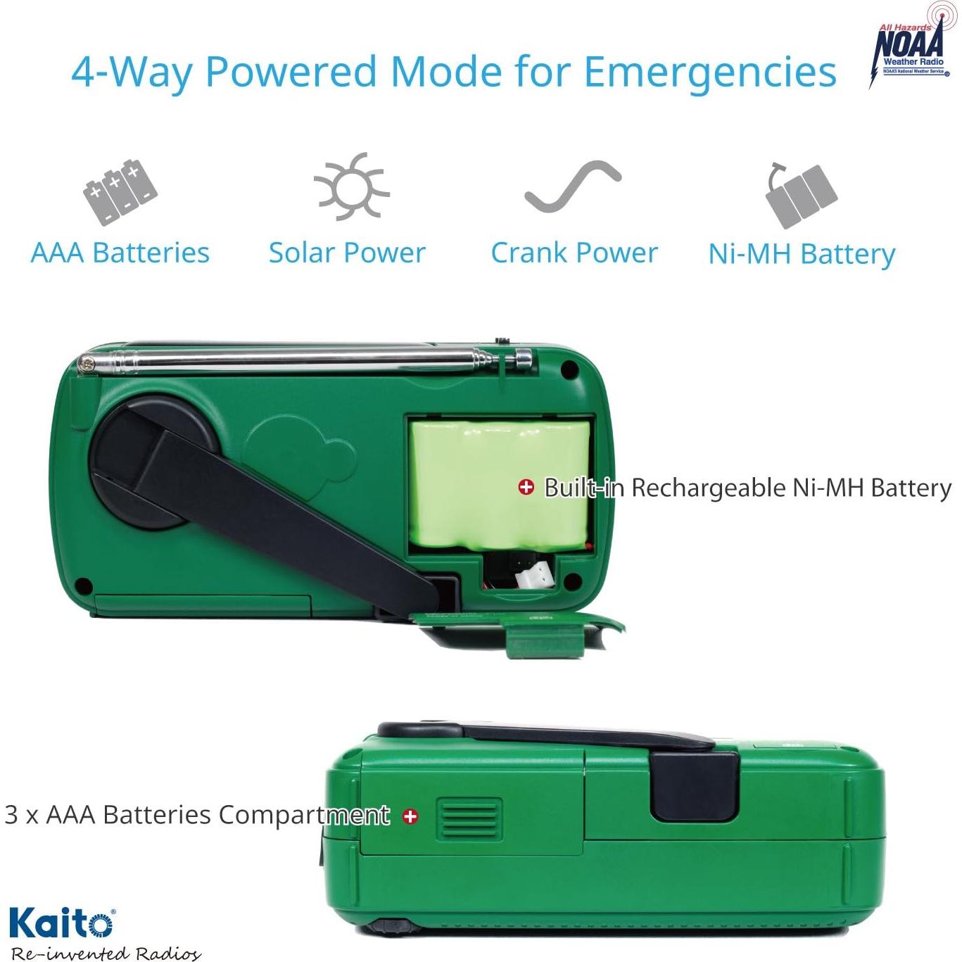 Radio de Emergencia Kaito V2 Solar/Manivela AM/FM NOAA