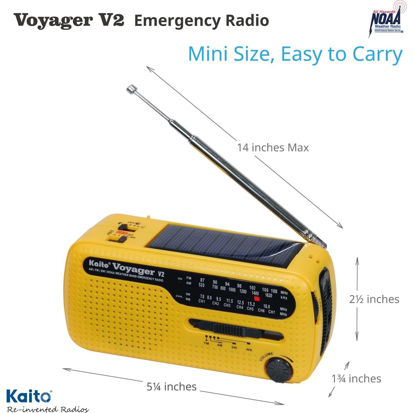 Radio de Emergencia Kaito V2 Solar/Manivela AM/FM NOAA