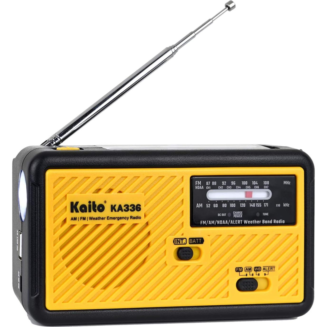 Radio de Emergencia Kaito KA336 AM/FM con Linterna LED y Cargador USB