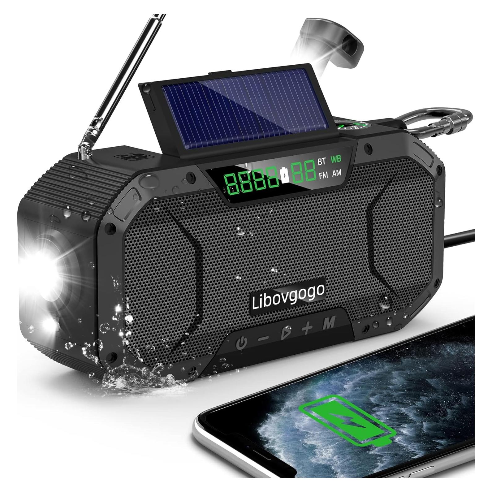 Radio de Emergencia Bluetooth Libovgogo con Linterna 5000mAh