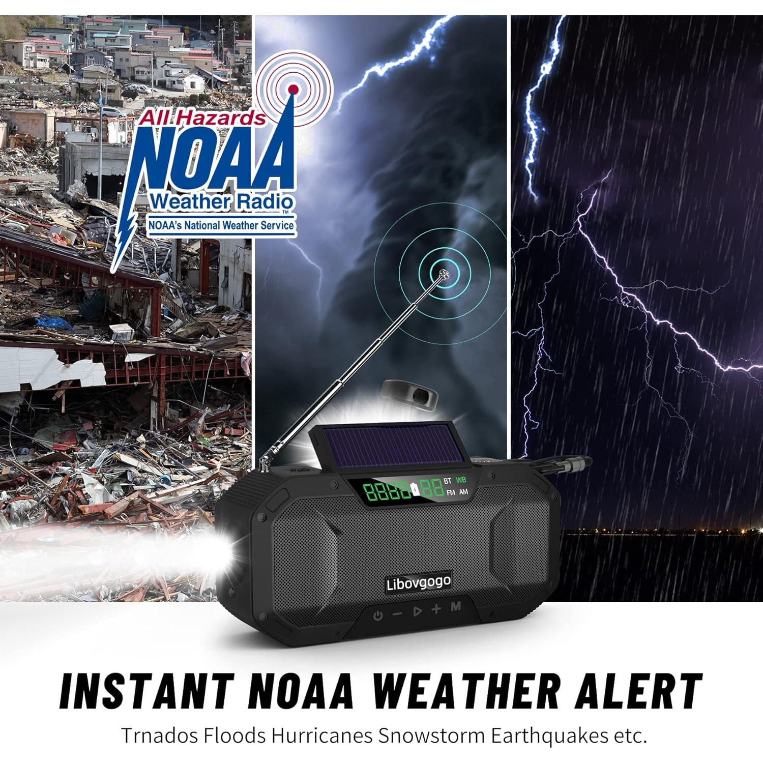 Radio de Emergencia Bluetooth Libovgogo con Linterna 5000mAh