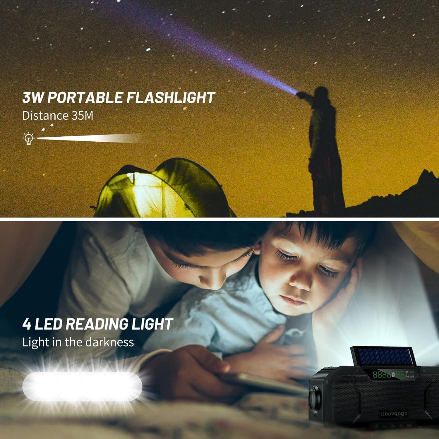 Radio de Emergencia Bluetooth Libovgogo con Linterna 5000mAh