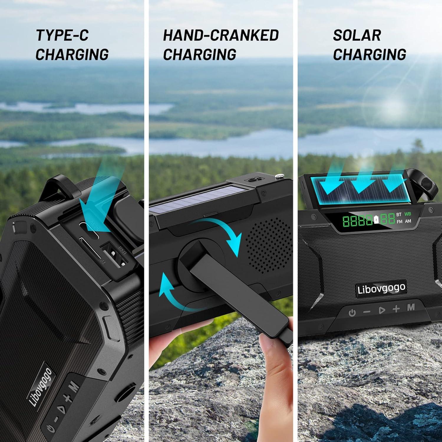 Radio de Emergencia Bluetooth Libovgogo con Linterna 5000mAh