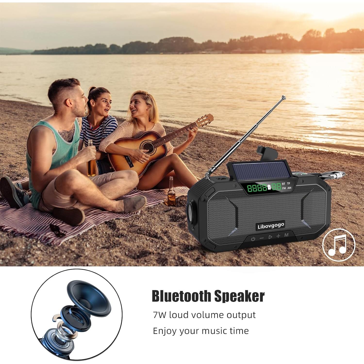 Radio de Emergencia Bluetooth Libovgogo con Linterna 5000mAh