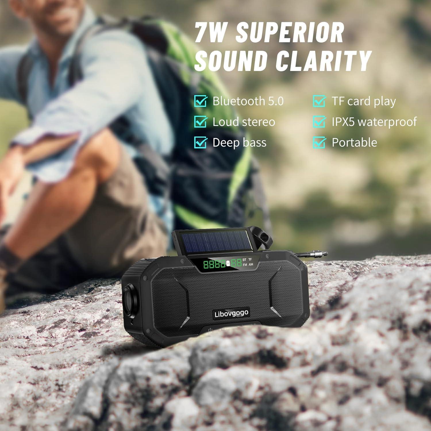 Radio de Emergencia Bluetooth Libovgogo con Linterna 5000mAh