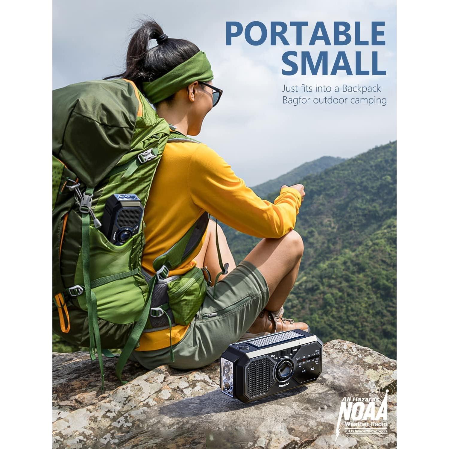 Radio Meteorológica Portátil SIYEGK AM FM NOAA con Alarma SOS y Energía Solar 3500mAh