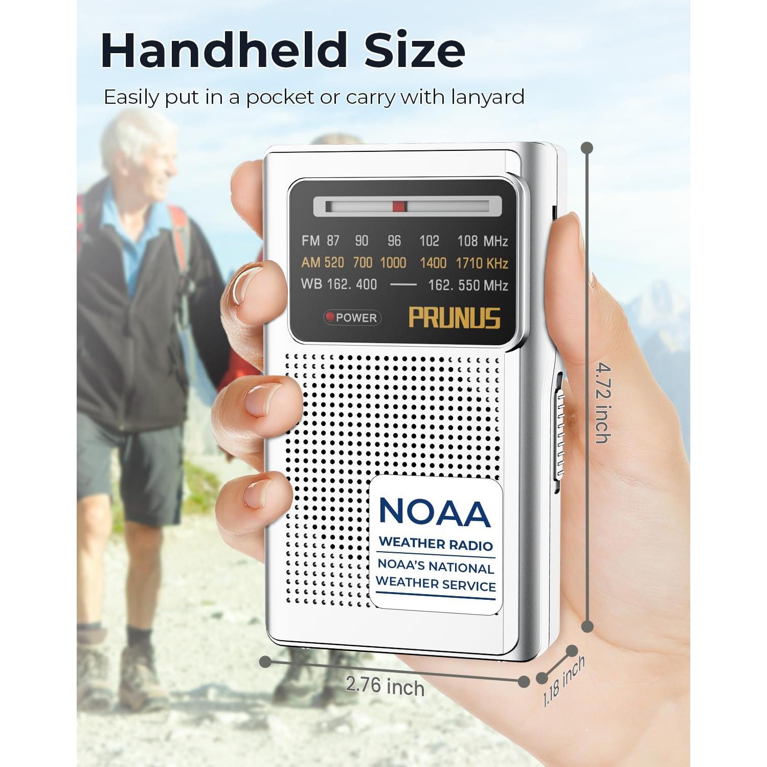 Radio Meteorológica Portátil PRUNUS J-161 AM/FM Batería
