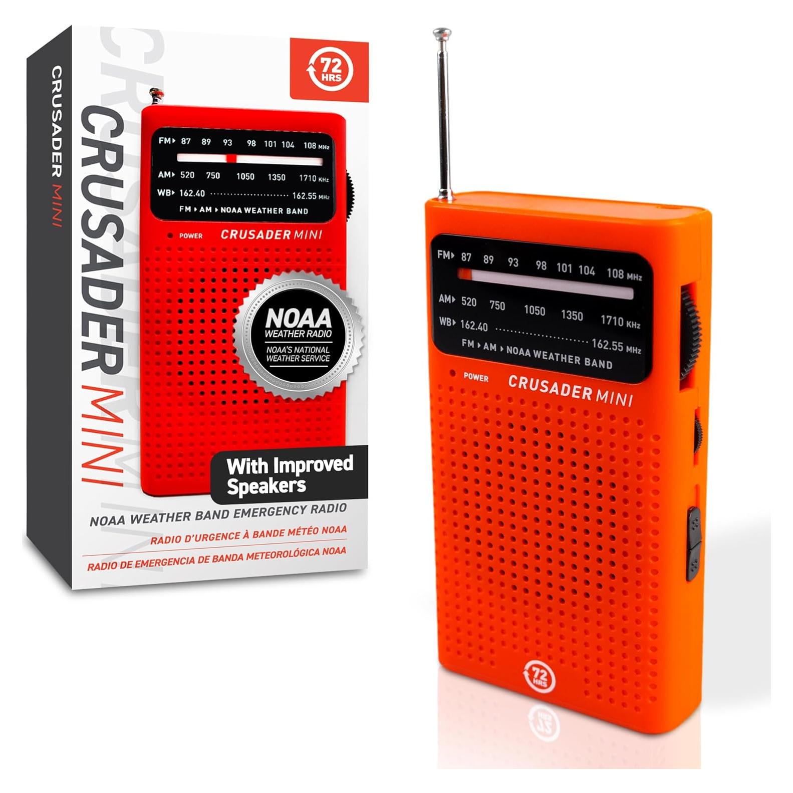 Radio Meteorológica de Emergencia 72HRS CRUSADER MINI - Compacta y Ligera