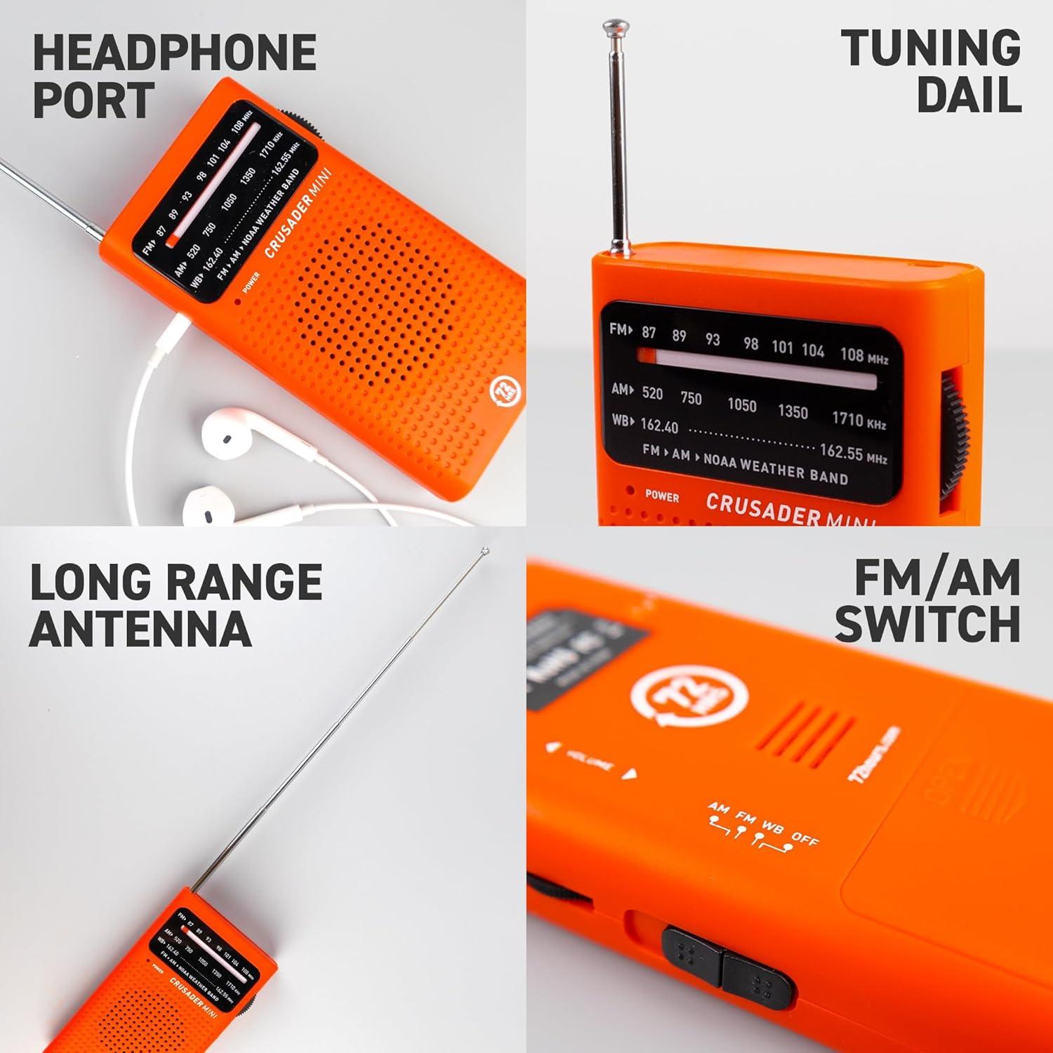 Radio Meteorológica de Emergencia 72HRS CRUSADER MINI - Compacta y Ligera
