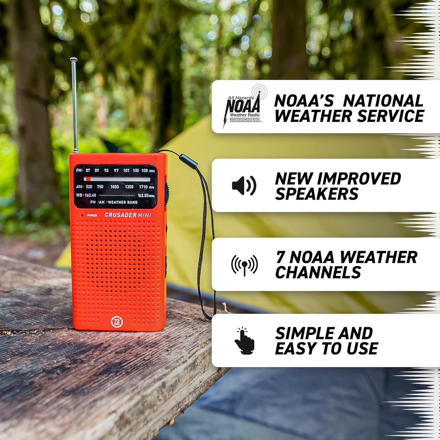 Radio Meteorológica de Emergencia 72HRS CRUSADER MINI - Compacta y Ligera