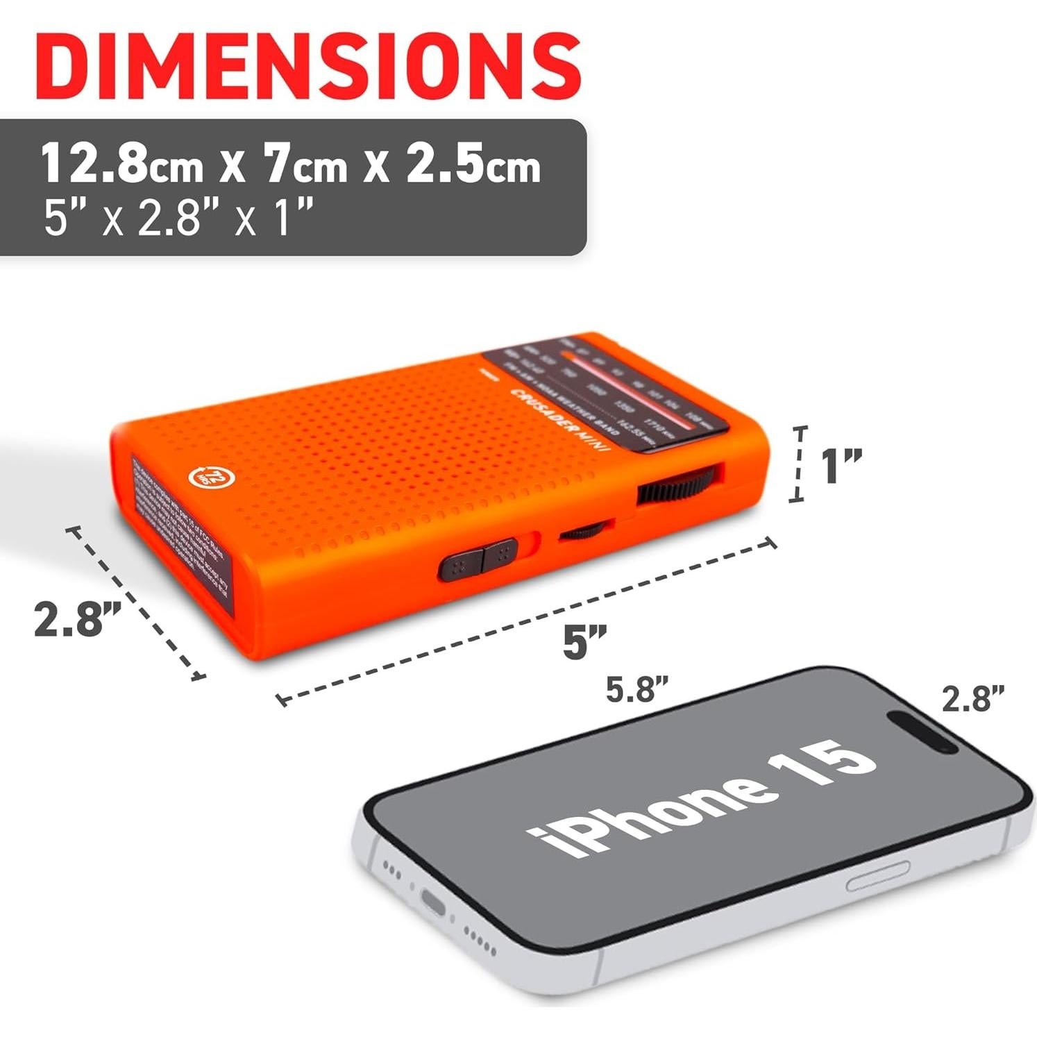 Radio Meteorológica de Emergencia 72HRS CRUSADER MINI - Compacta y Ligera