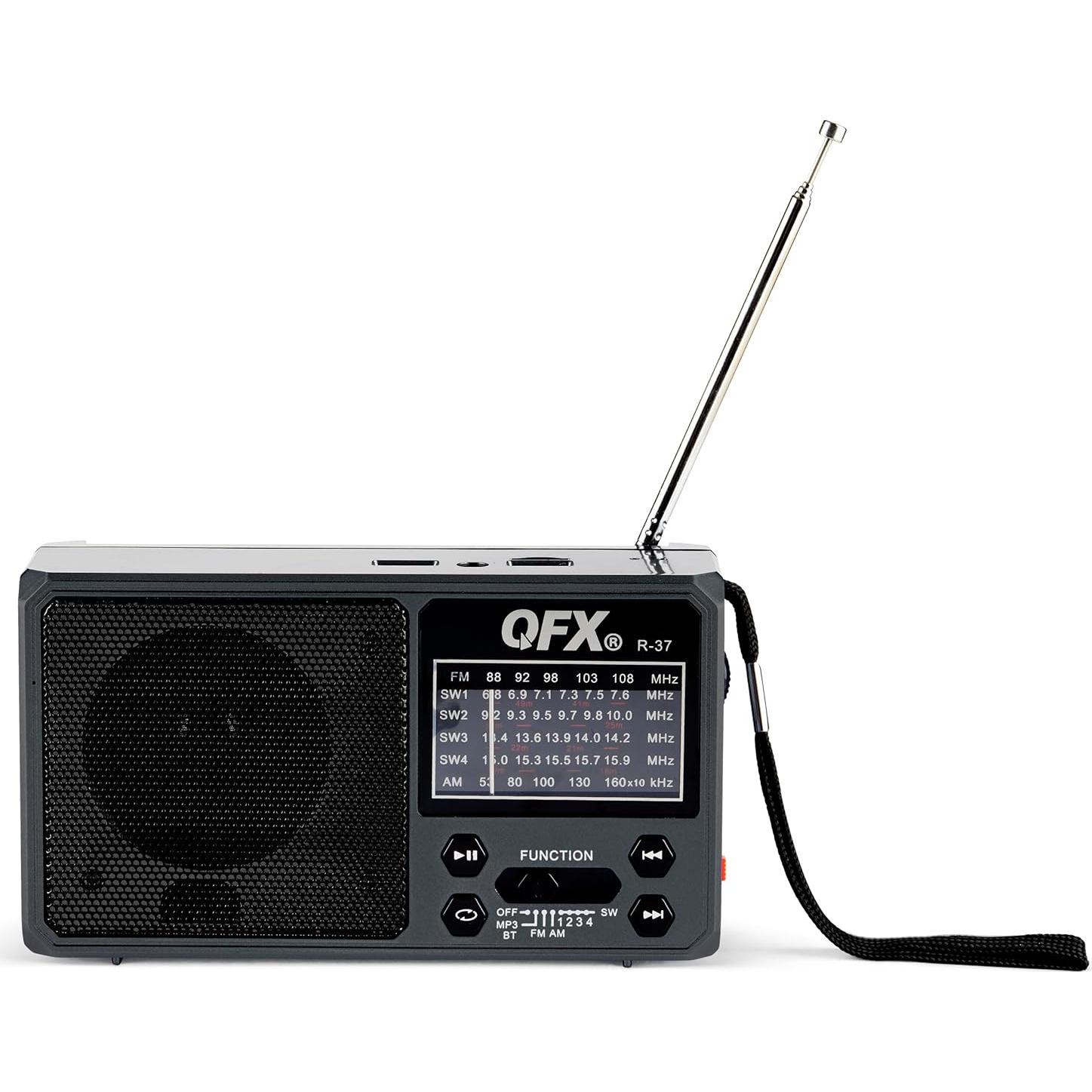 Radio Solar QFX R-37 6-Bandas AM/FM/SW con Linterna LED