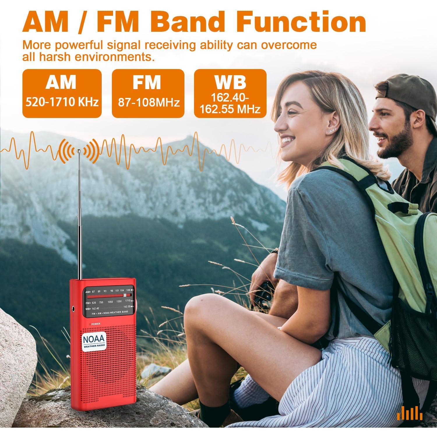 Radio Meteorológica NOAA Goodes Portátil AM FM 125g Rojo