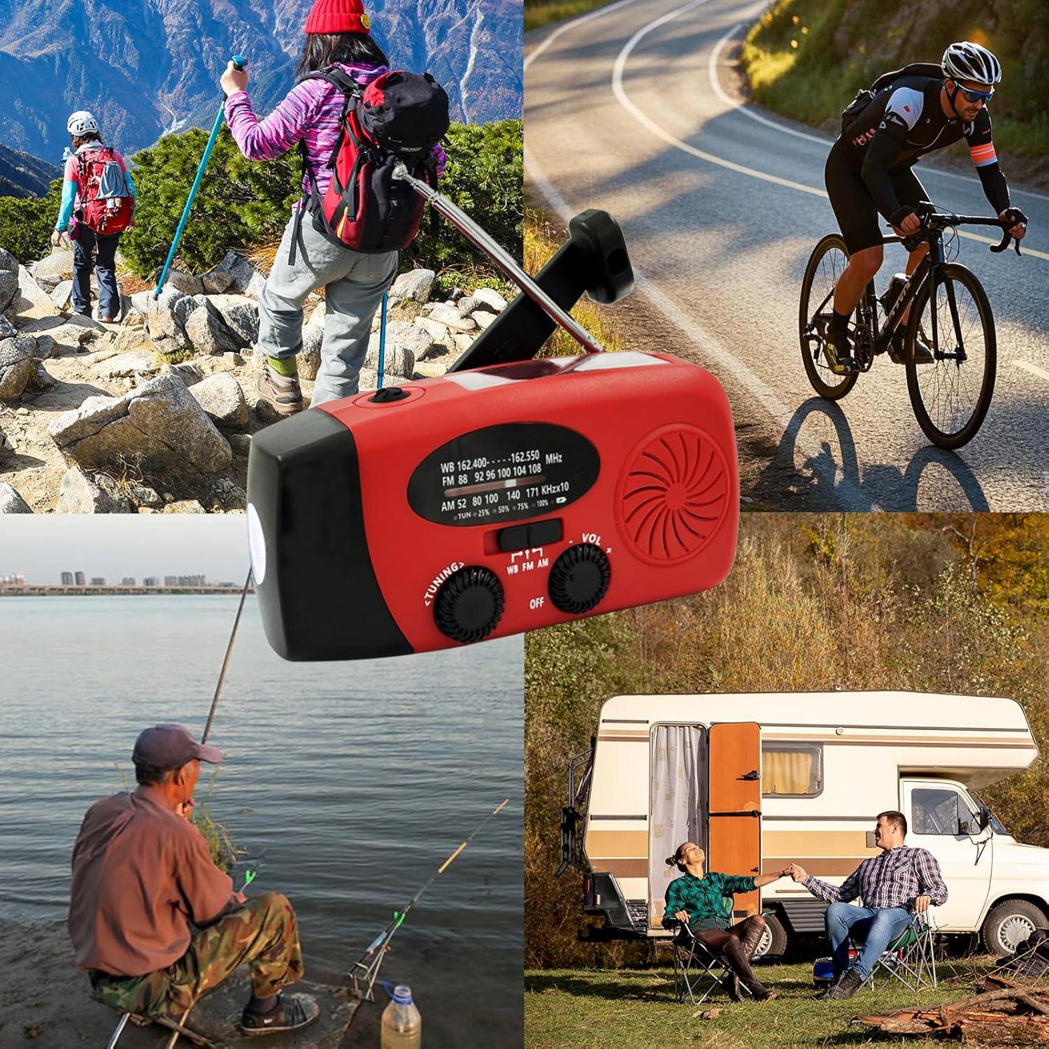 2000mAh Weather Emergency Radio, Portable Solar AM/FM/NOAA Hand Crank Radio, Cell Phone Charger with SOS, 1W LED Flashlight, Headphone Jack, Cell Phone Charger for Emergency