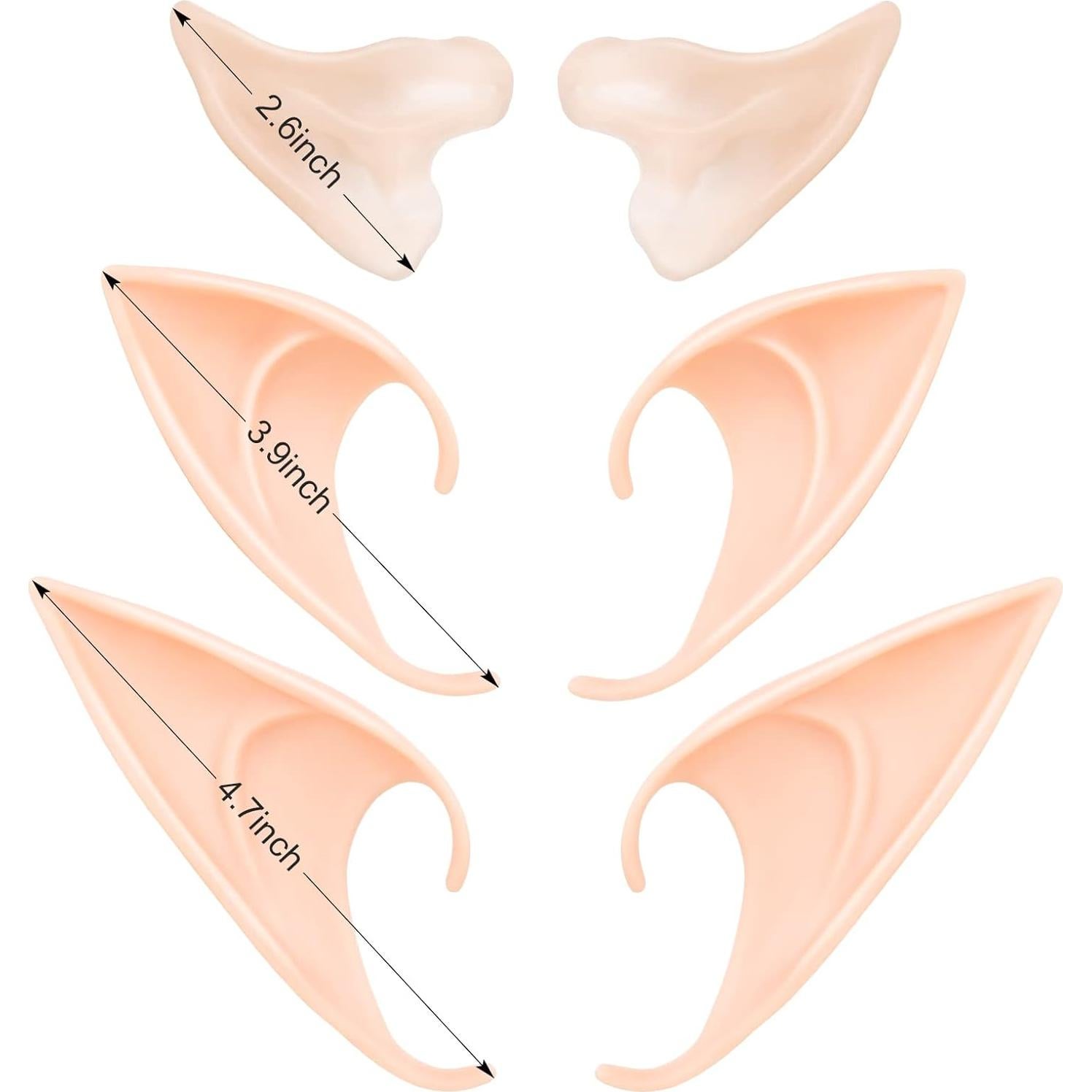 6 Pares de Orejas de Elfo Tavery - Disfraz Halloween y Cosplay