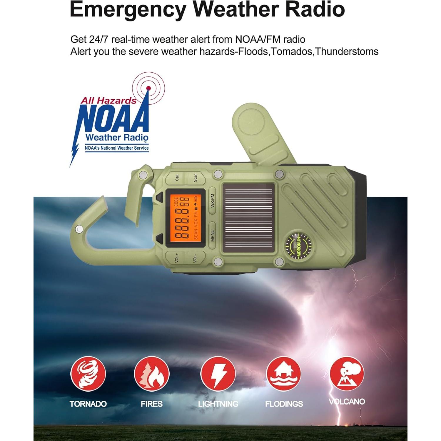 Radio de Emergencia MDROKUN Q668 con Alerta NOAA y Walkie Talkie