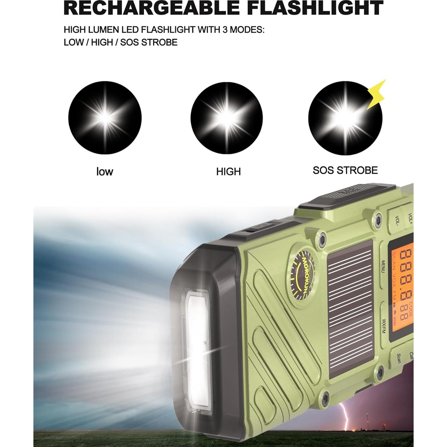 Radio de Emergencia MDROKUN Q668 con Alerta NOAA y Walkie Talkie