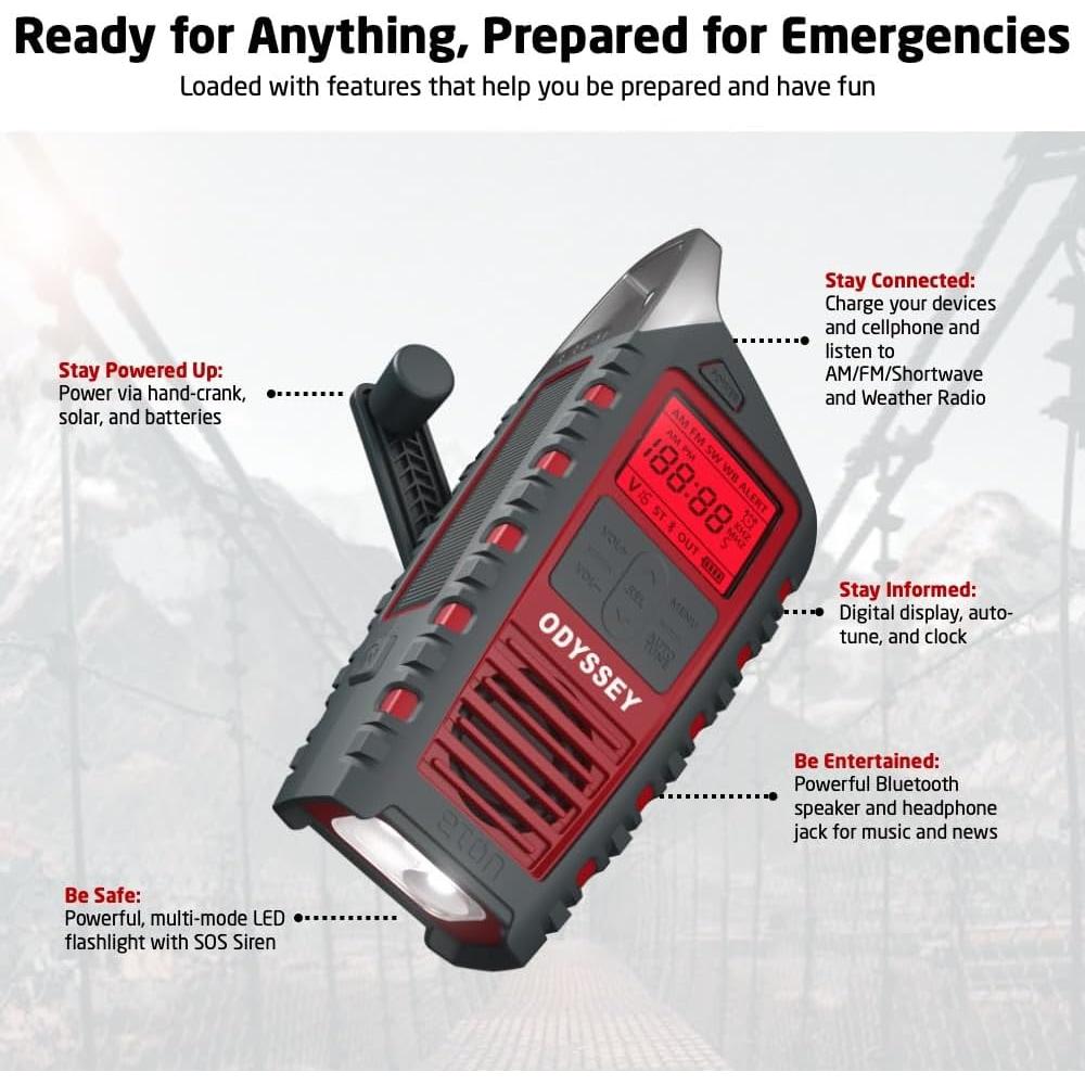 Radio Meteorológica Eton Odyssey Manivela AM/FM Bluetooth