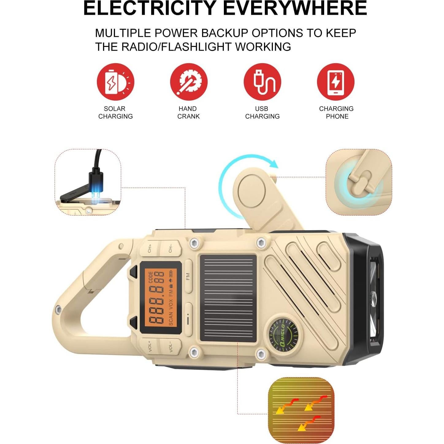 Walkie Talkies Qniglo Q668 Recargables con Radio NOAA y Linterna