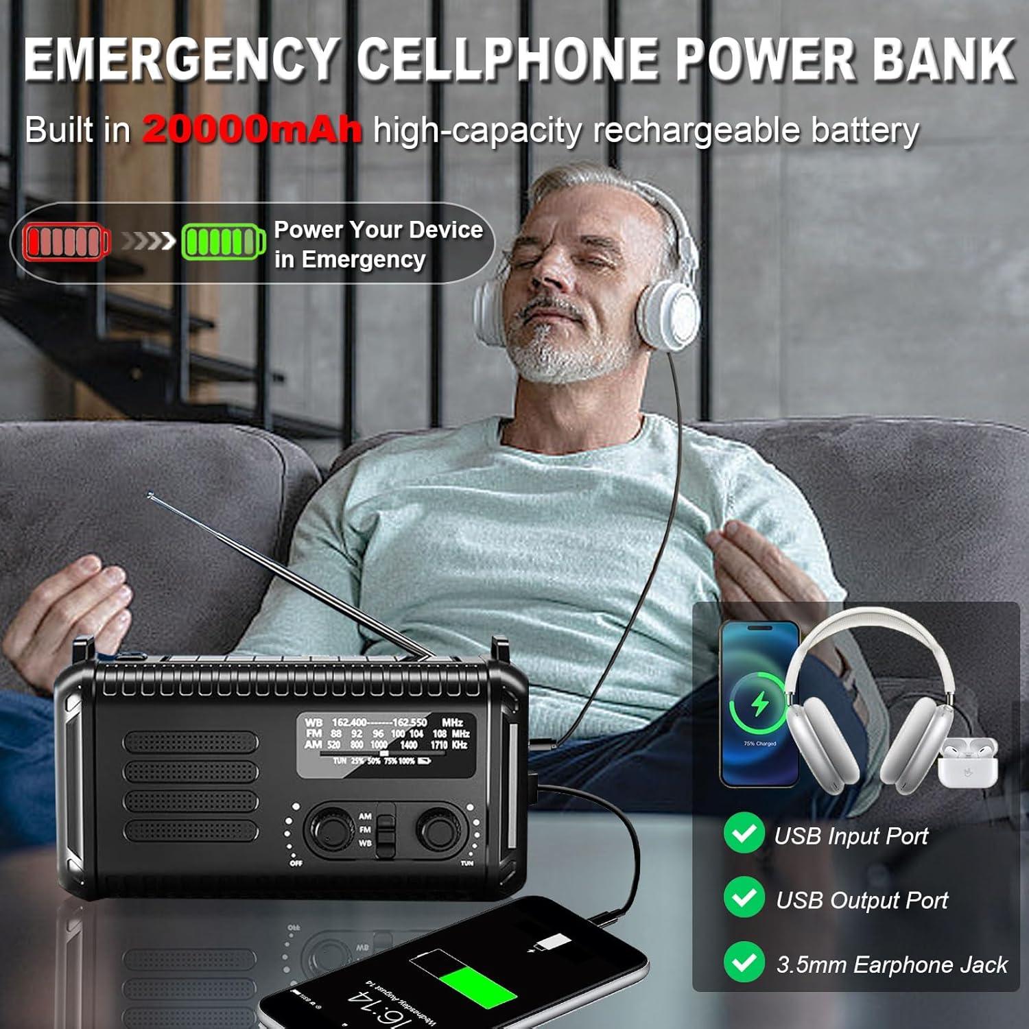 Radio de Emergencia LOOFHIEN Condor 20000mAh Solar AM/FM