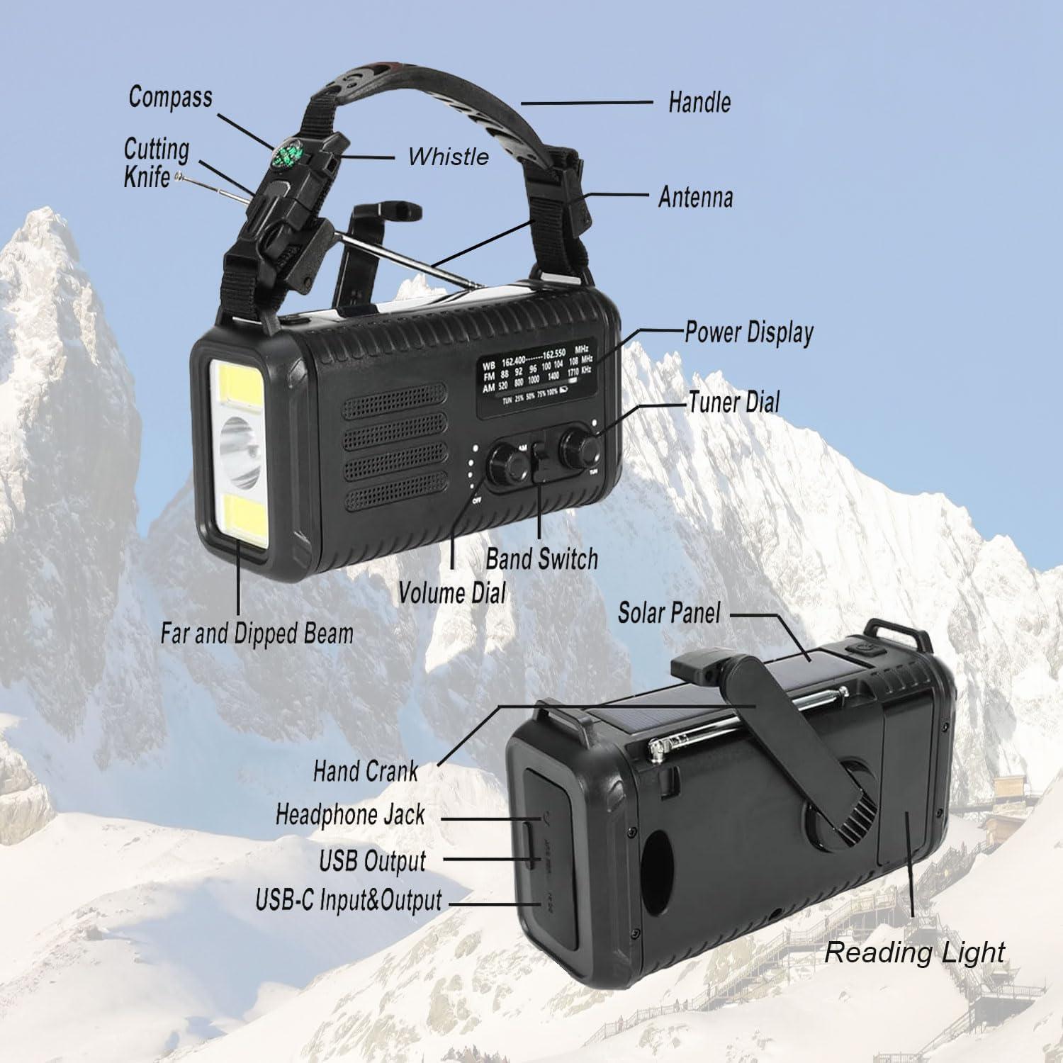 Radio de Emergencia LOOFHIEN Condor 20000mAh Solar AM/FM