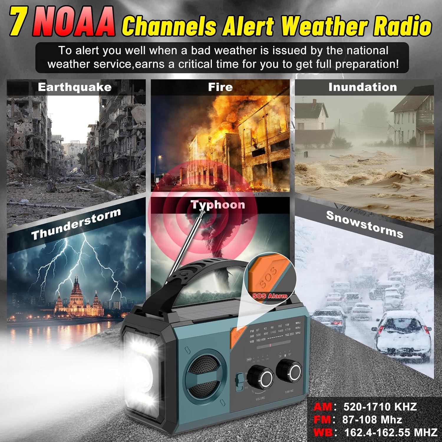 Radio de Emergencia XAVQUY 20000mAh NOAA AM/FM con Linterna