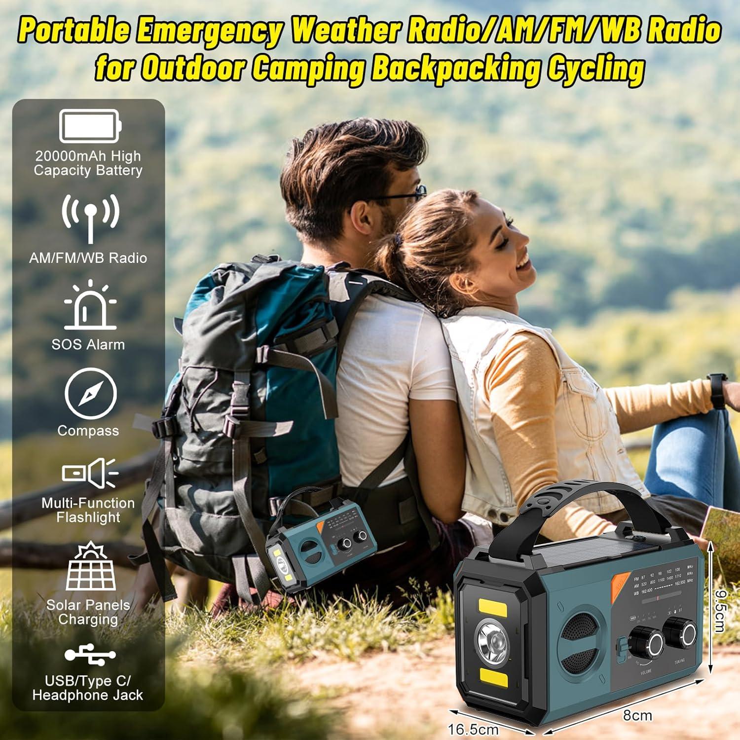 Radio de Emergencia XAVQUY 20000mAh NOAA AM/FM con Linterna