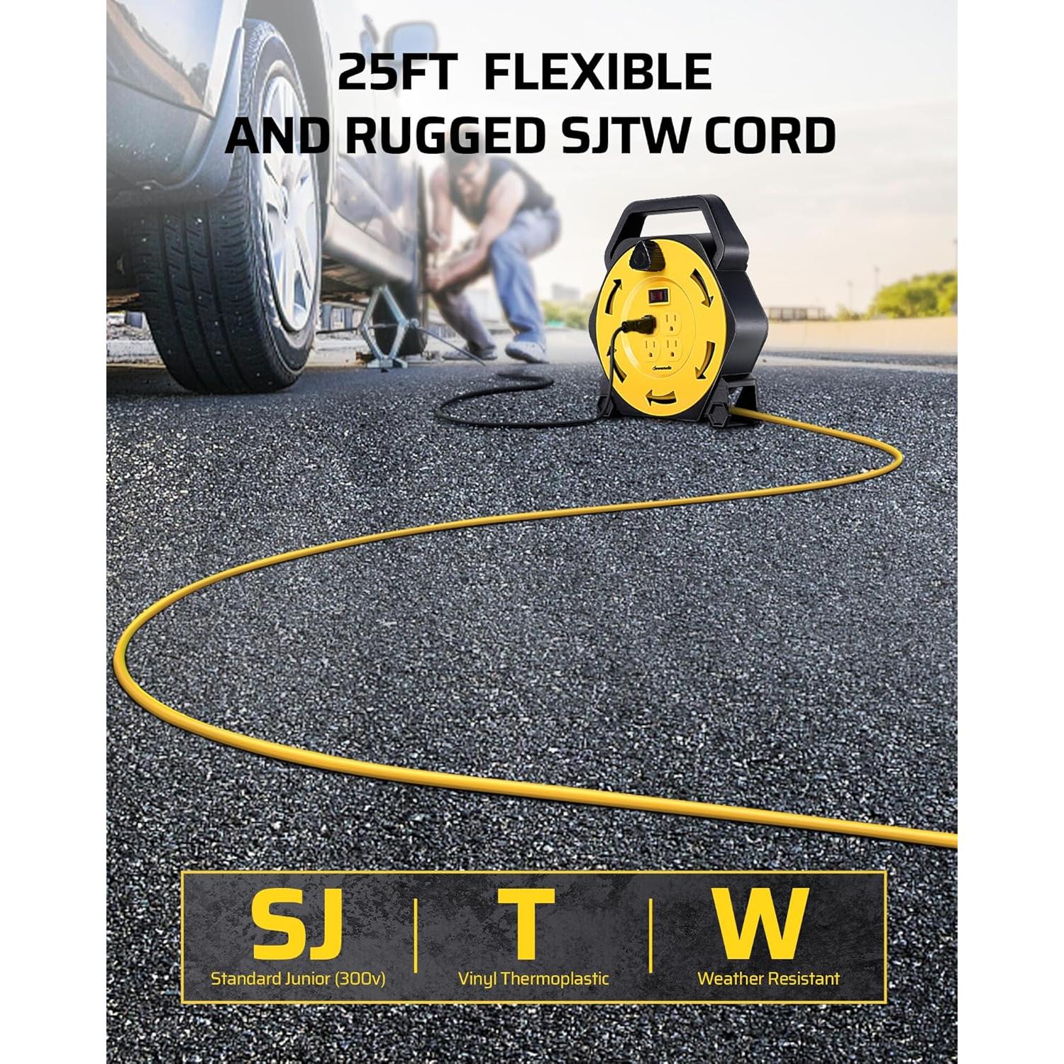 Carrete de Cable de Extensión DEWENWILS 7.62m 4 Salidas 13A