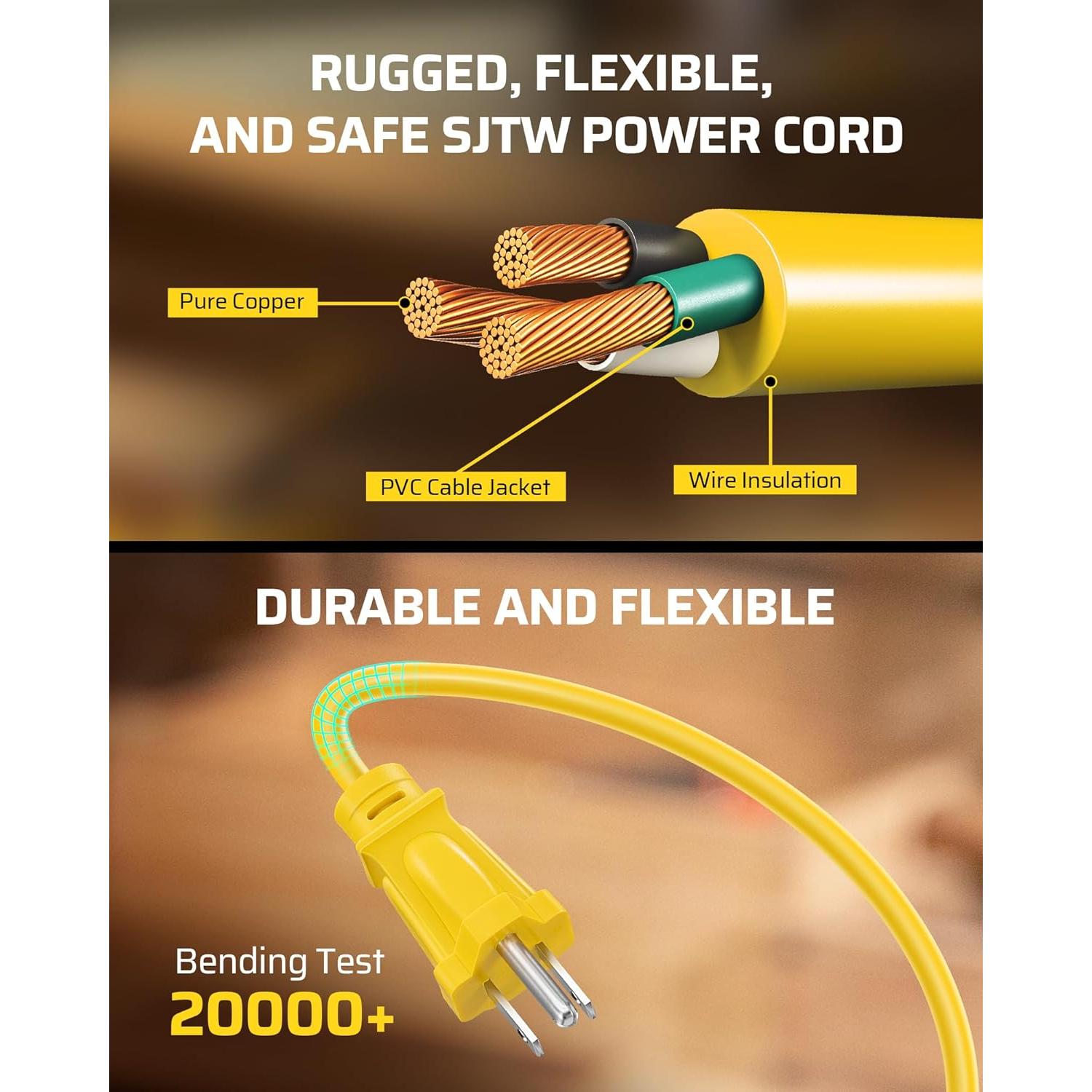 Carrete de Cable de Extensión DEWENWILS 7.62m 4 Salidas 13A