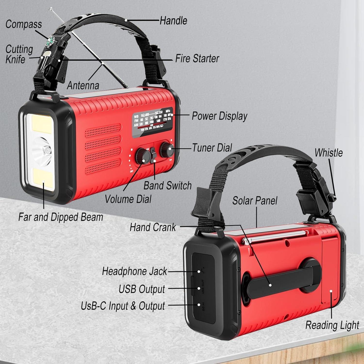 Radio de Emergencia Solar iRonthunder 20000mAh AM FM NOAA