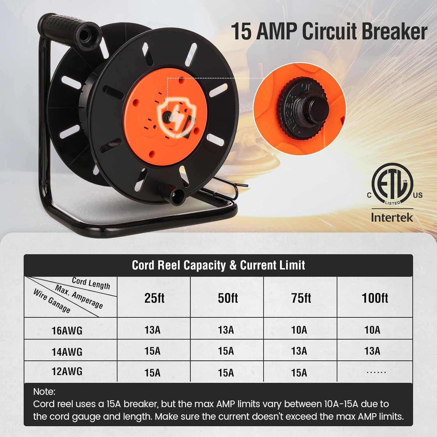 Carrete de Almacenamiento de Cables SURAIELEC 15A 100 pies
