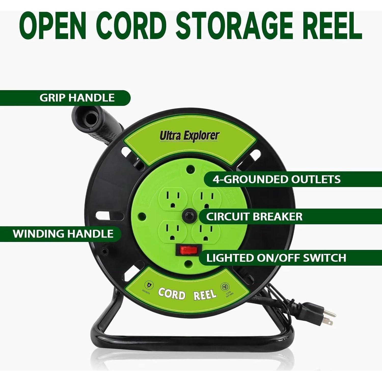 Carrete de Almacenamiento de Cables Ultra Explorer Verde 1.78kg