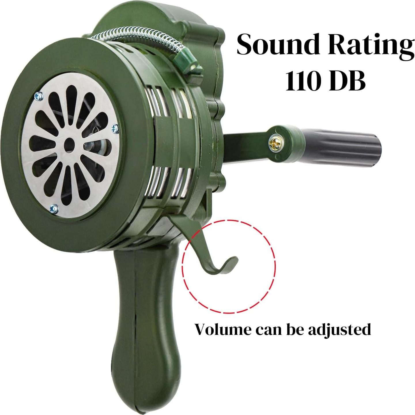 Sirena Manual de Manivela Acshio 110dB Alarma de Emergencia Verde