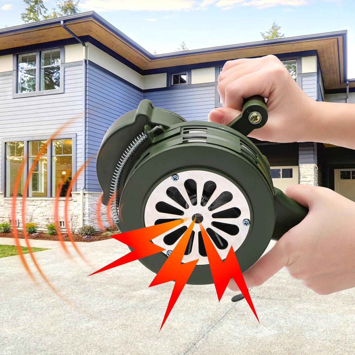 Sirena Manual de Manivela Acshio 110dB Alarma de Emergencia Verde