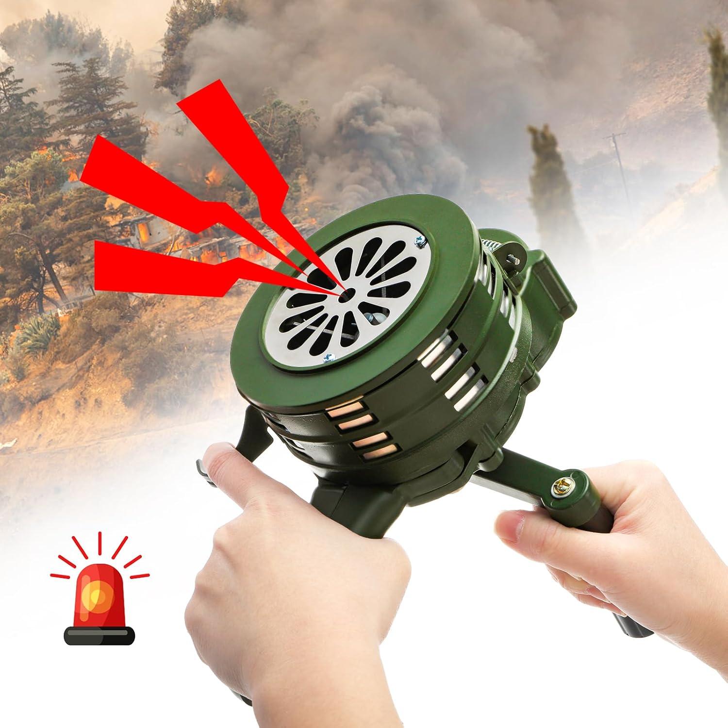 Sirena Manual de Manivela Acshio 110dB Alarma de Emergencia Verde