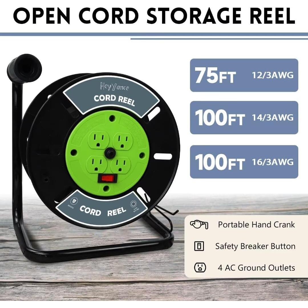 Carrete de Almacenamiento de Cables HeyYance 4 Salidas 1.74 kg