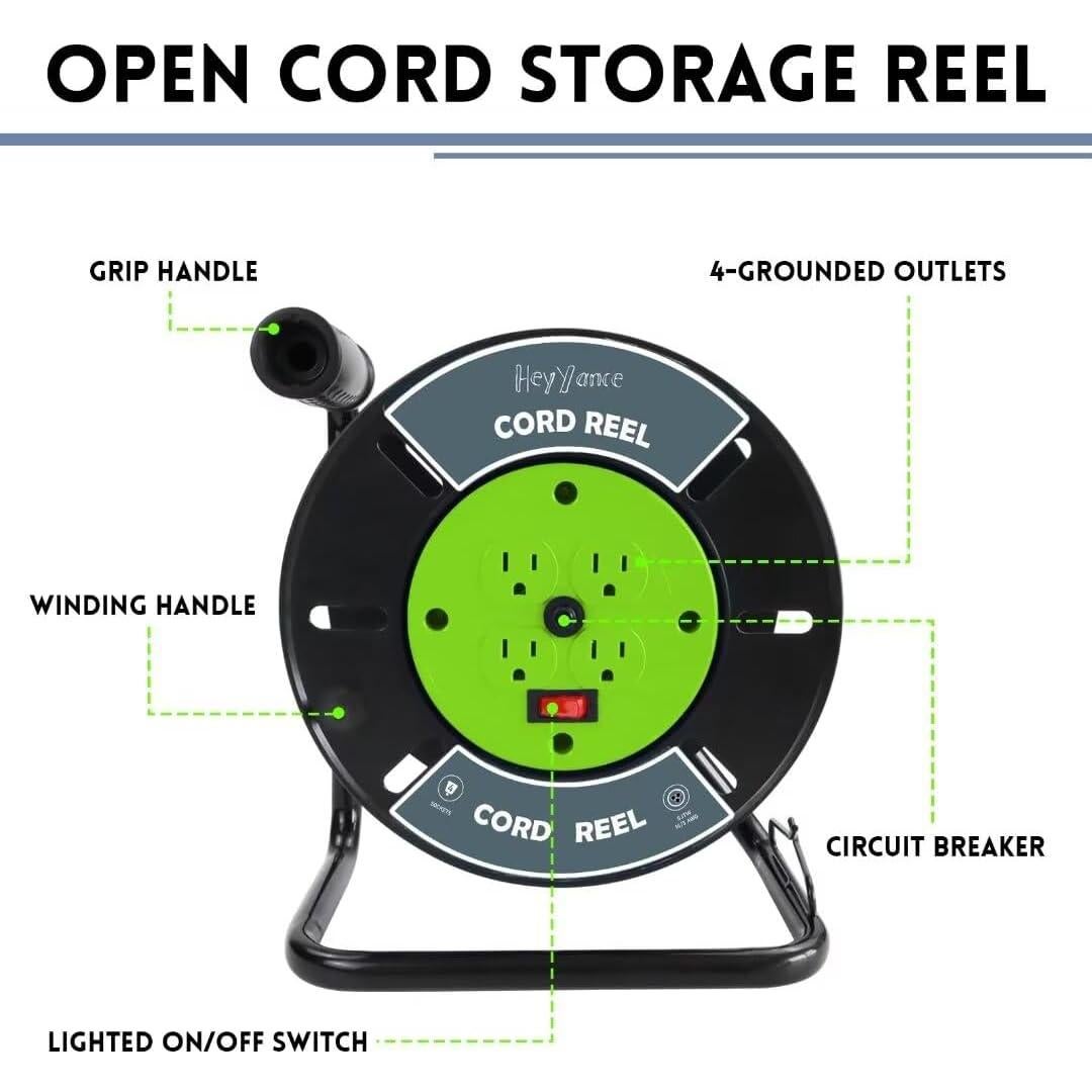 Carrete de Almacenamiento de Cables HeyYance 4 Salidas 1.74 kg