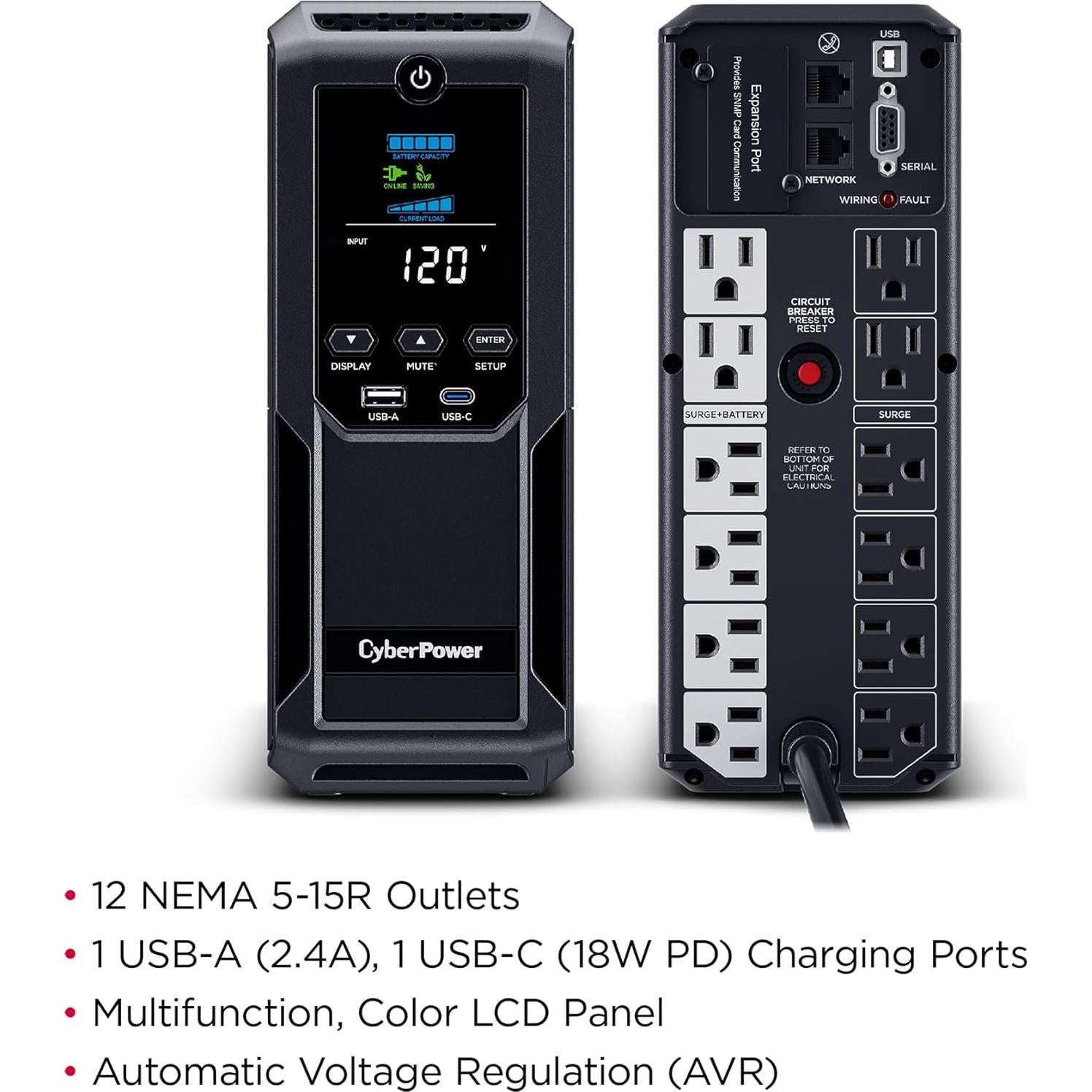 UPS Inteligente LCD CyberPower BRG1500AVRLCD2 1500VA 12 Salidas