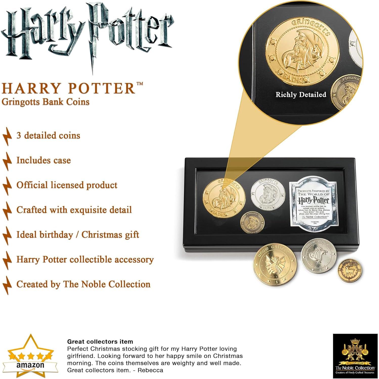 Monedas del Banco Gringotts The Noble Collection 3 piezas