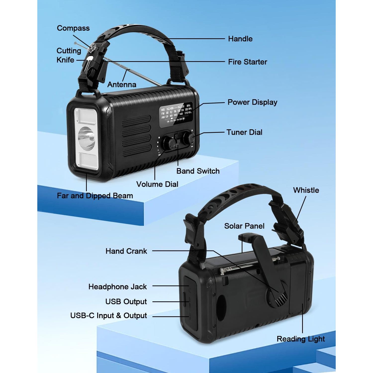 Radio de Emergencia iRonsnow Condor 1 20000mAh Solar NOAA