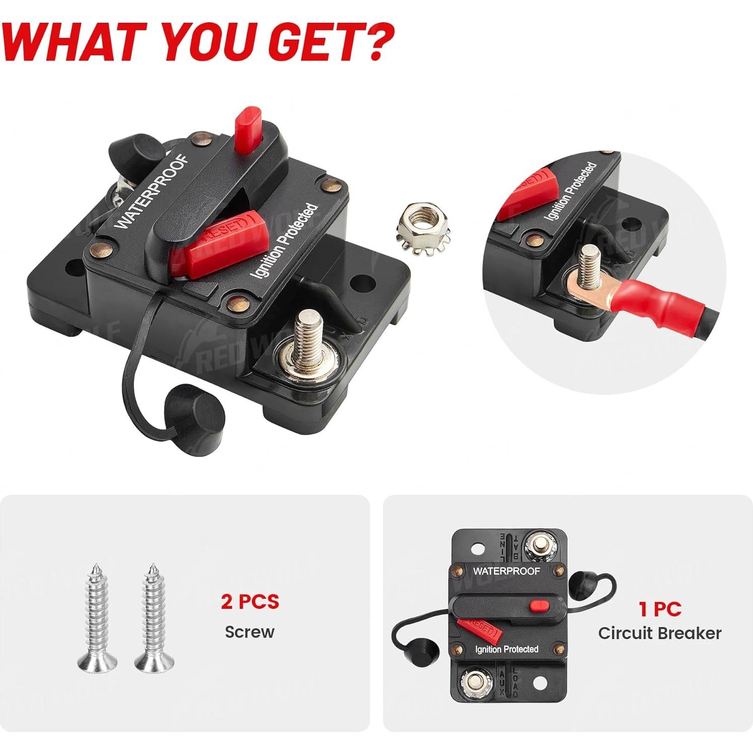 Disyuntor RED WOLF 60A para Barco y ATV DC 12V-48V