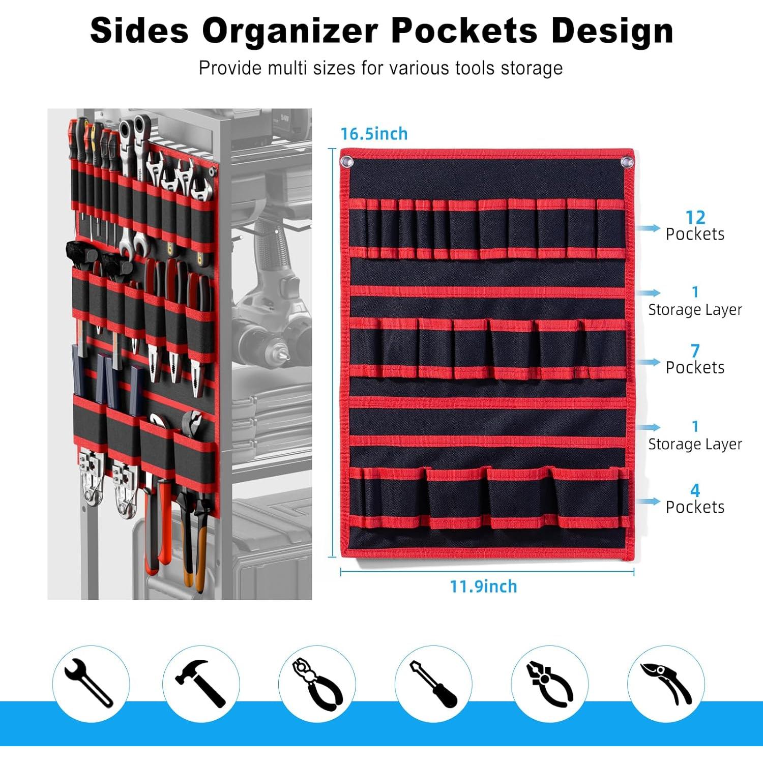 Carro Organizador de Herramientas JUNNUJ con Estación de Carga 8 Tomas